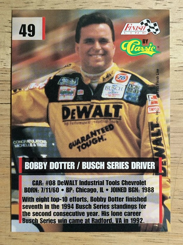 1995 Finish Line #49 Bobby Dotter