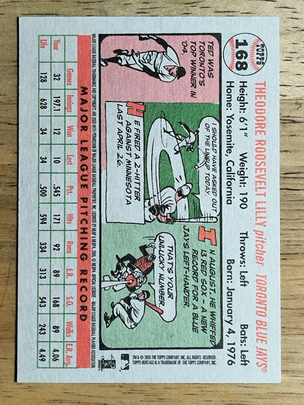 2005 Topps Heritage White Backs #168 Ted Lilly