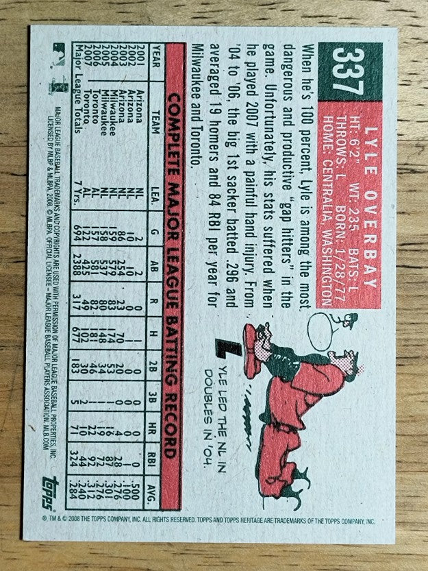 2008 Topps Heritage #337 Lyle Overbay GB SP