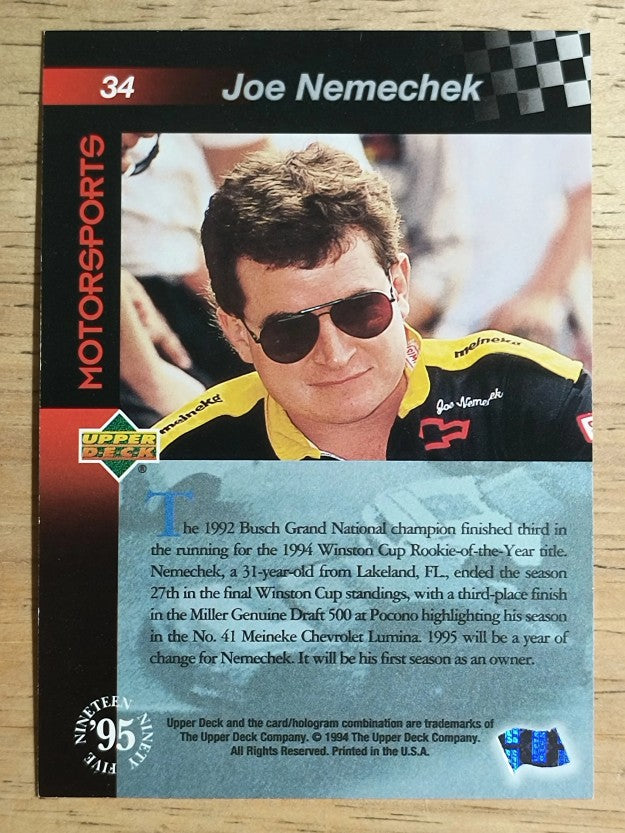 1995 Upper Deck #34 Joe Nemechek