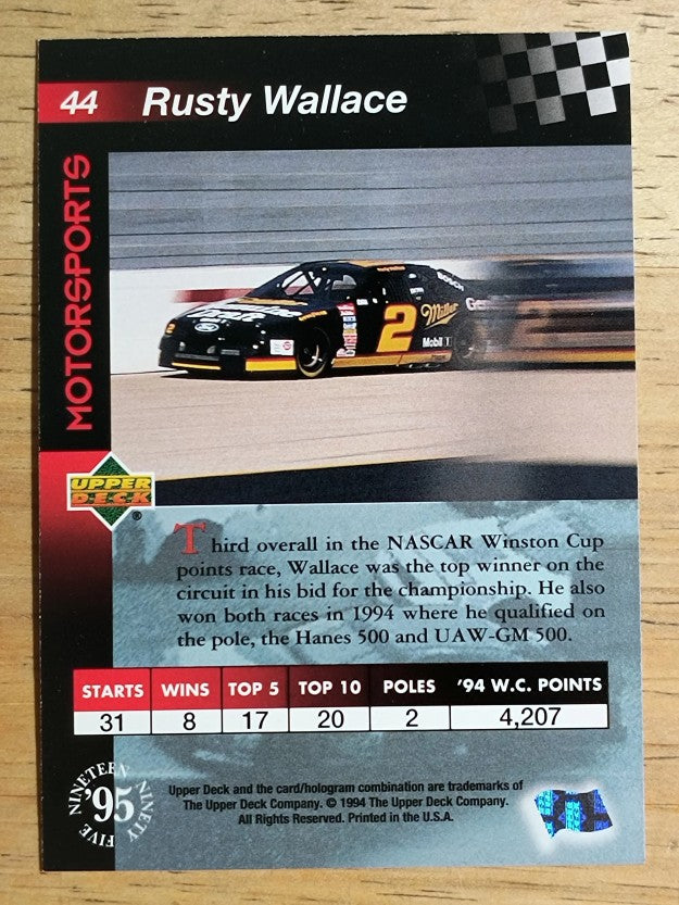 1995 Upper Deck #44 Rusty Wallace w/Car