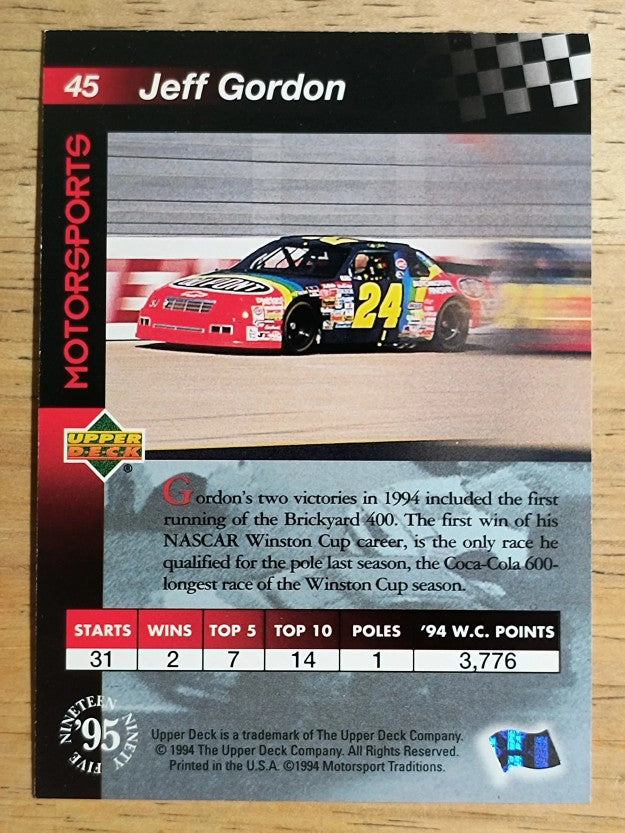1995 Upper Deck #45 Jeff Gordon w/Car