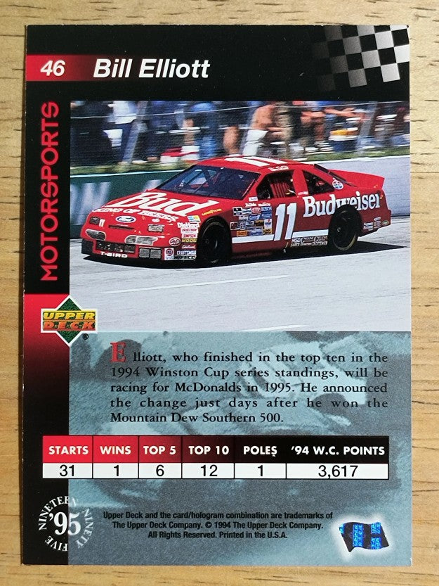 1995 Upper Deck #46 Bill Elliott w/Car