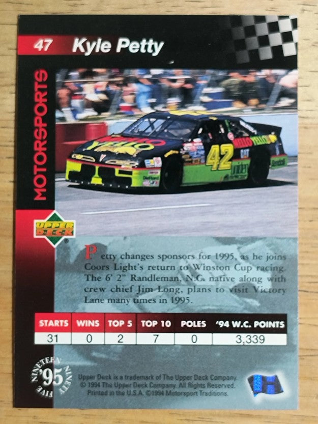 1995 Upper Deck #47 Kyle Petty with Car