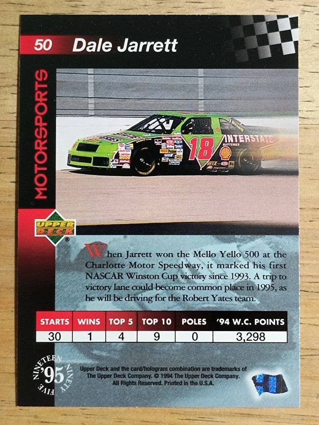 1995 Upper Deck #50 Dale Jarrett with Car