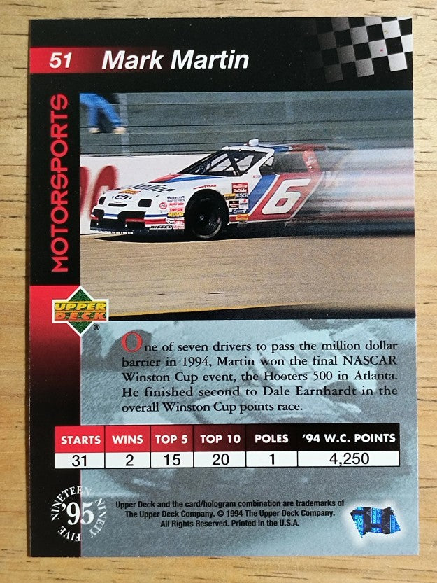 1995 Upper Deck #51 Mark Martin w/Car