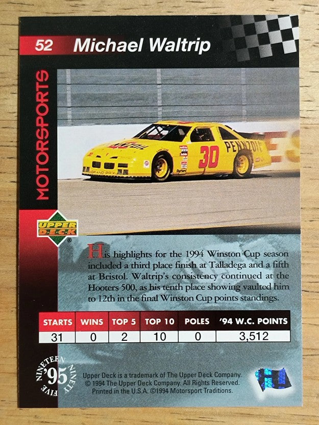 1995 Upper Deck #52 Michael Waltrip with Car