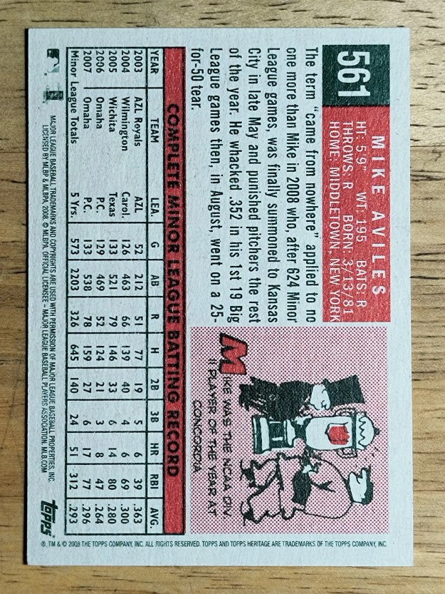 2008 Topps Heritage #561 Mike Aviles RC