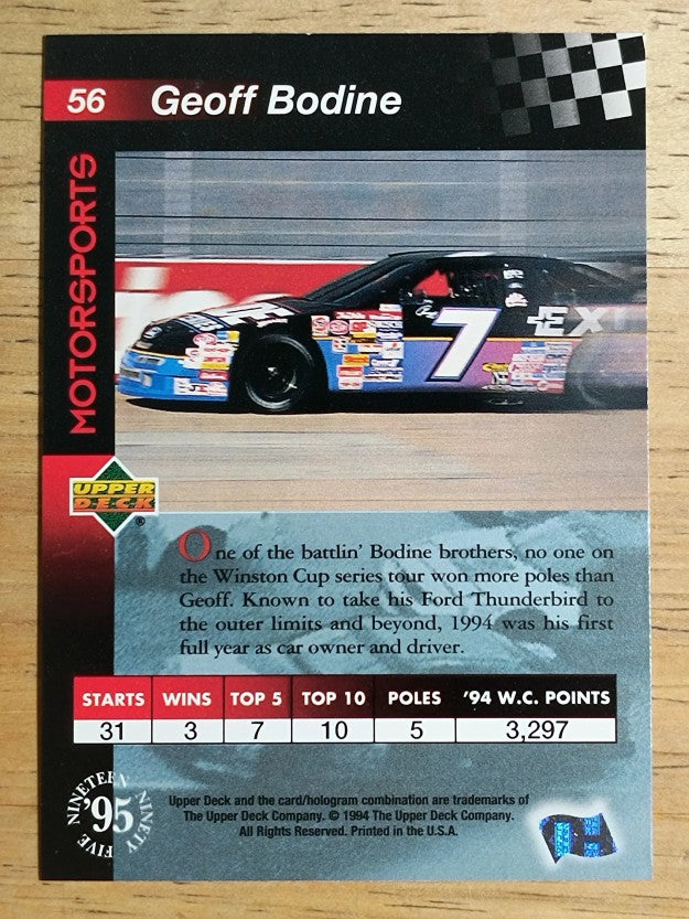 1995 Upper Deck #56 Geoff Bodine with Car