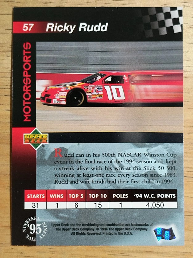 1995 Upper Deck #57 Ricky Rudd with Car
