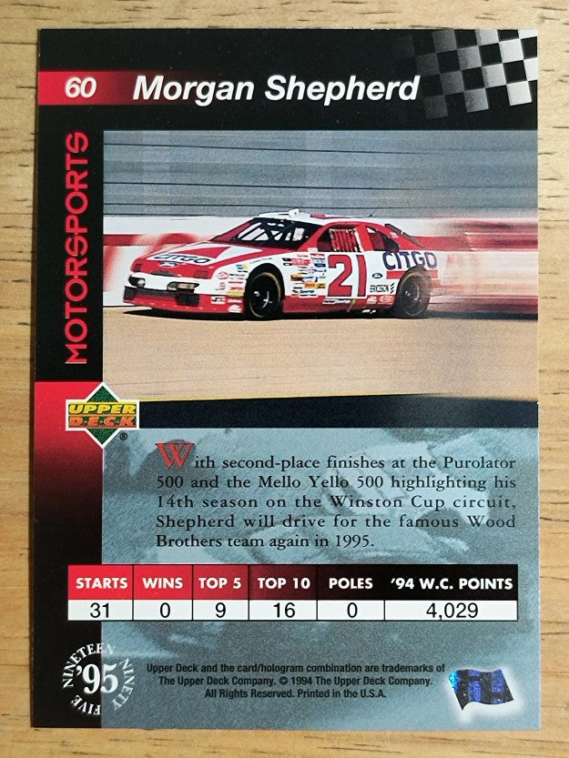 1995 Upper Deck #60 Morgan Shepherd with Car