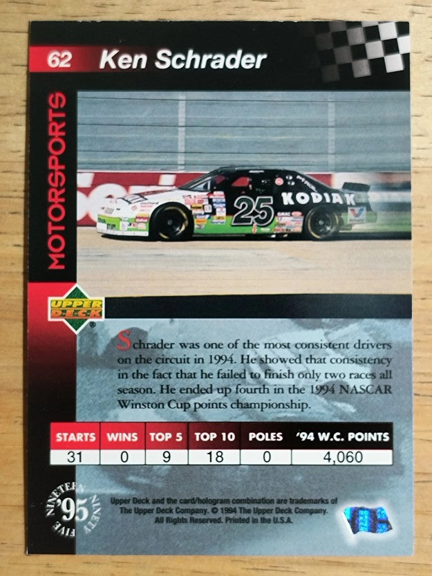 1995 Upper Deck #62 Ken Schrader with Car