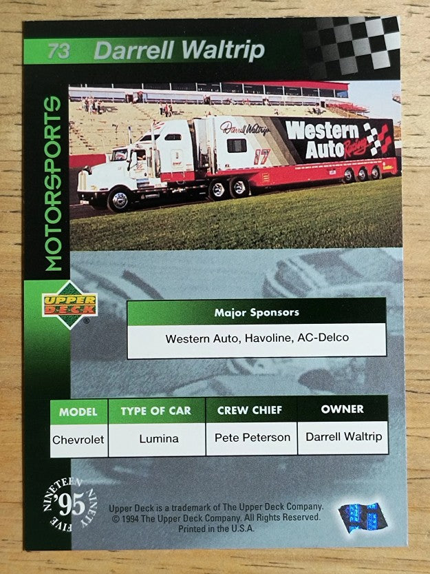 1995 Upper Deck #73 Darrell Waltrip's Car