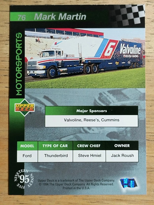1995 Upper Deck #76 Mark Martin's Car