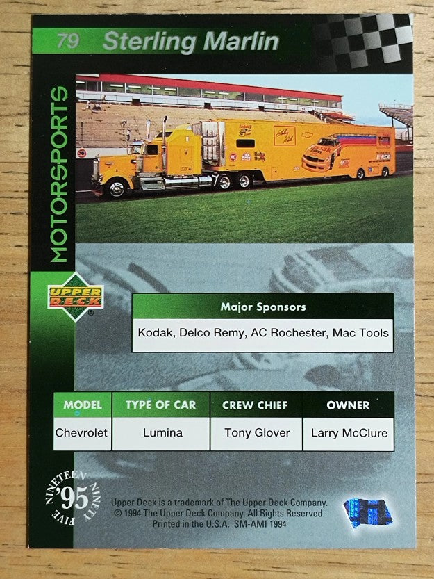 1995 Upper Deck #79 Sterling Marlin's Car