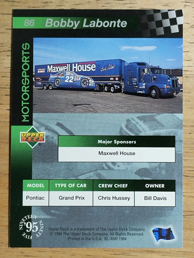 1995 Upper Deck #86 Bobby Labonte's Car