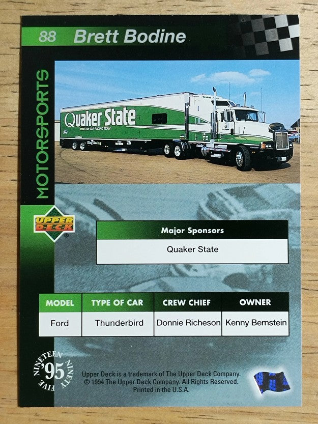1995 Upper Deck #88 Brett Bodine's Car