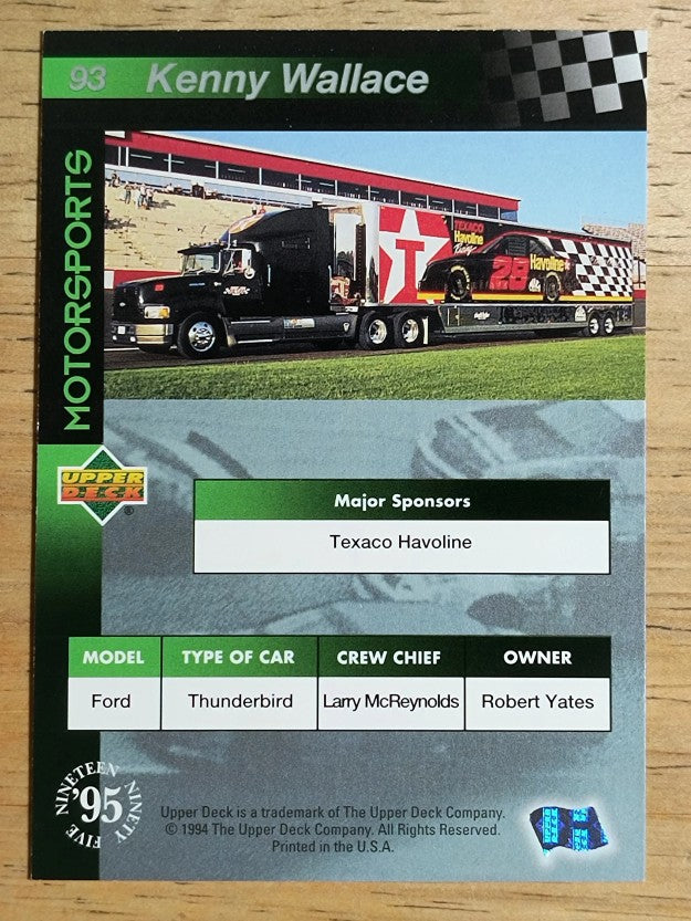 1995 Upper Deck #93 Kenny Wallace's Car