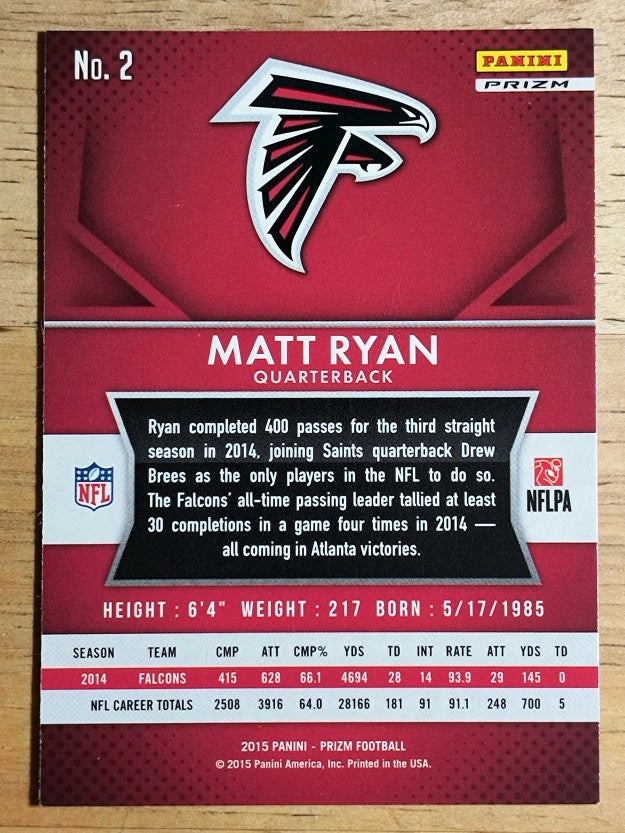 2015 Panini Prizm Prizms Red White and Blue #2 Matt Ryan