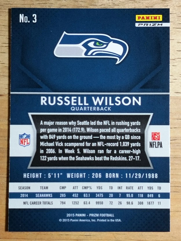 2015 Panini Prizm Prizms Red White and Blue #3 Russell Wilson