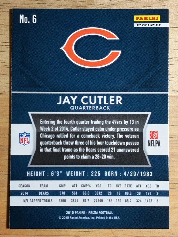 2015 Panini Prizm Prizms Red White and Blue #6 Jay Cutler