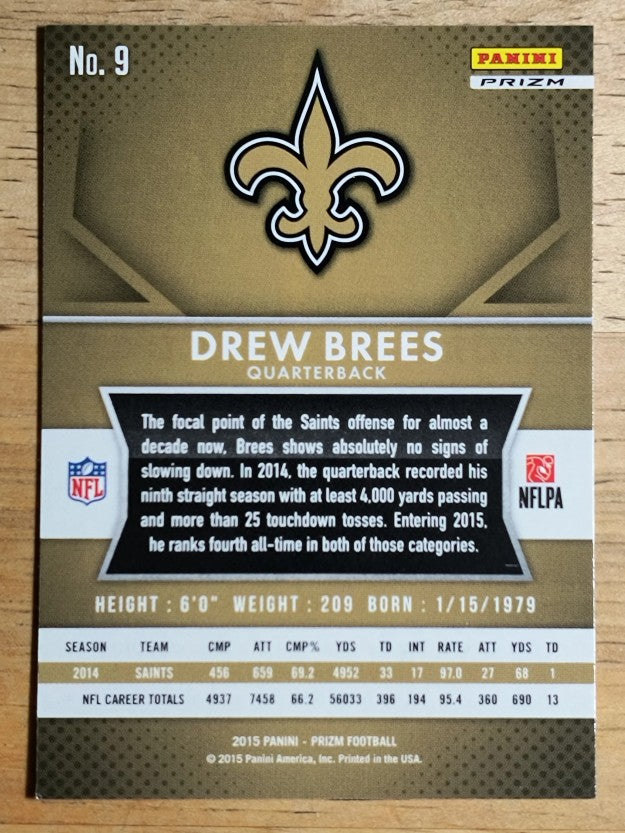 2015 Panini Prizm Prizms Red White and Blue #9 Drew Brees