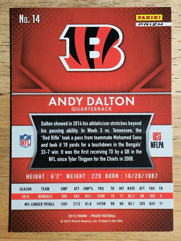 2015 Panini Prizm Prizms Red White and Blue #14 Andy Dalton