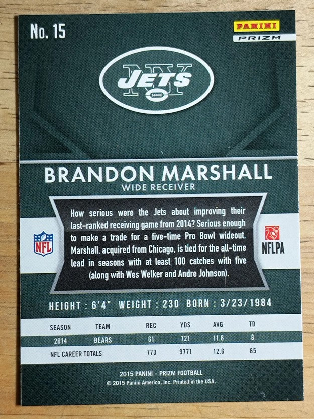 2015 Panini Prizm Prizms Red White and Blue #15 Brandon Marshall