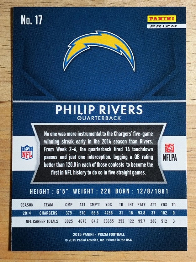 2015 Panini Prizm Prizms Red White and Blue #17 Philip Rivers