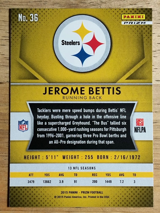 2015 Panini Prizm Prizms Red White and Blue #36 Jerome Bettis
