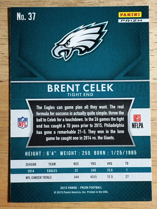 2015 Panini Prizm Prizms Red White and Blue #37 Brent Celek