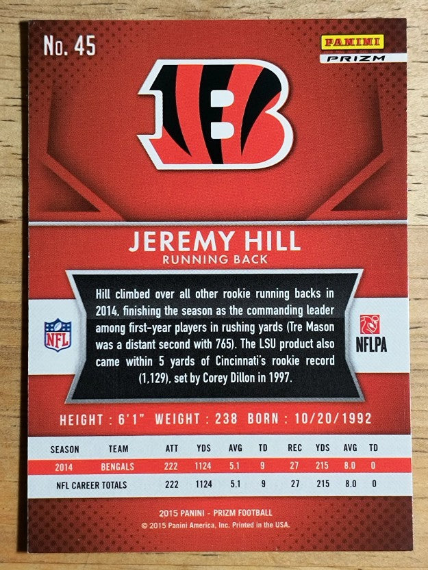 2015 Panini Prizm Prizms Red White and Blue #45 Jeremy Hill