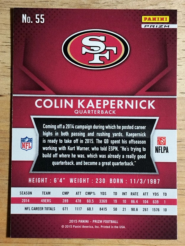 2015 Panini Prizm Prizms Red White and Blue #55 Colin Kaepernick