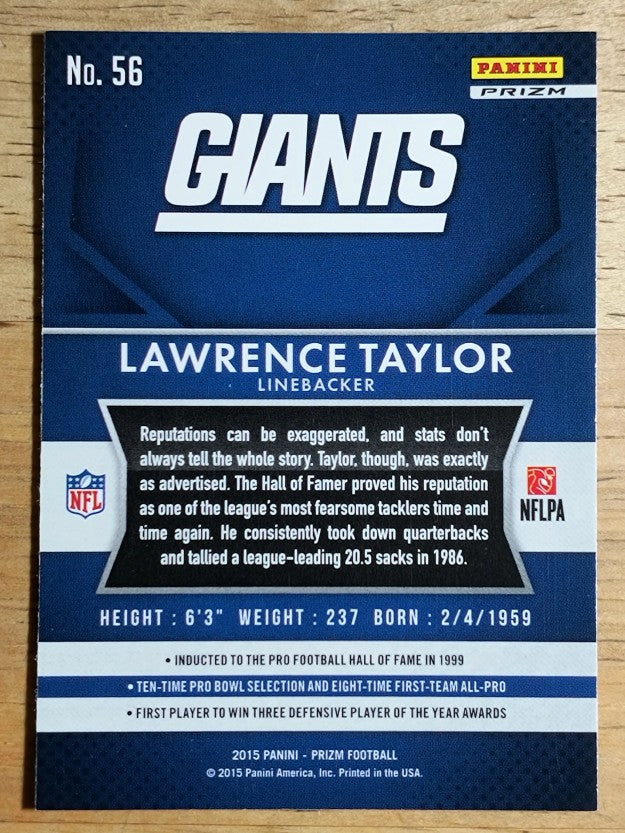 2015 Panini Prizm Prizms Red White and Blue #56 Lawrence Taylor