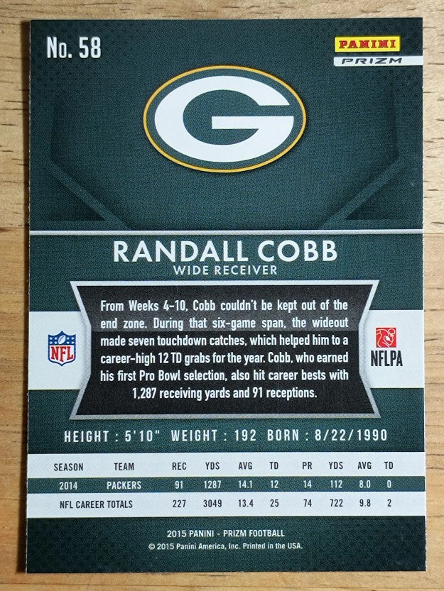2015 Panini Prizm Prizms Red White and Blue #58 Randall Cobb