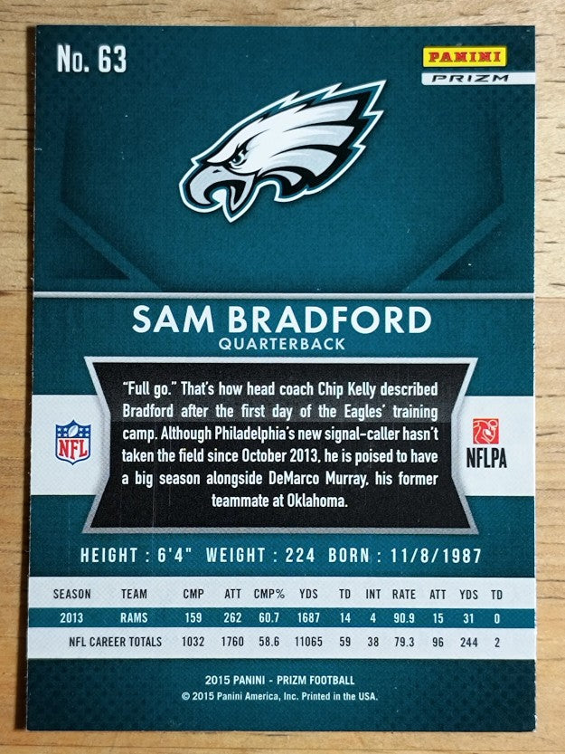 2015 Panini Prizm Prizms Red White and Blue #63 Sam Bradford