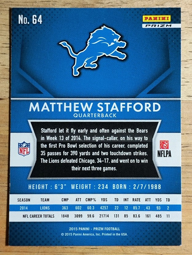 2015 Panini Prizm Prizms Red White and Blue #64 Matthew Stafford