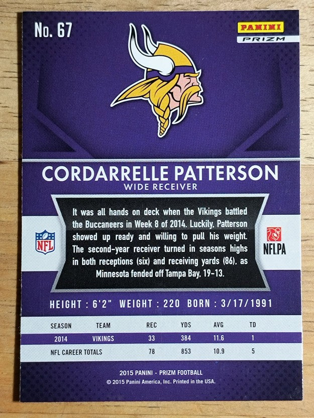 2015 Panini Prizm Prizms Red White and Blue #67 Cordarrelle Patterson