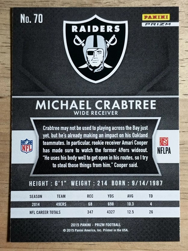 2015 Panini Prizm Prizms Red White and Blue #70 Michael Crabtree