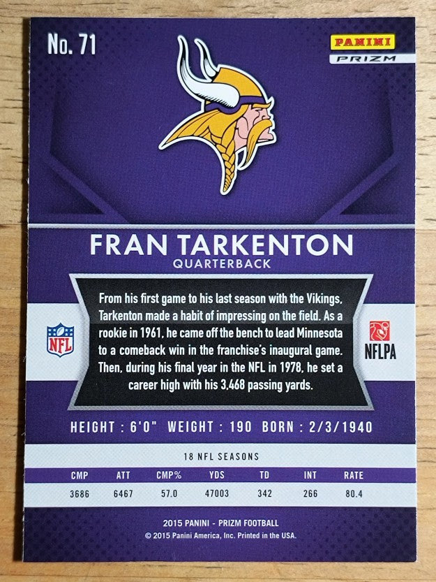 2015 Panini Prizm Prizms Red White and Blue #71 Fran Tarkenton