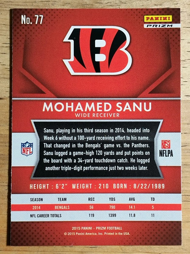 2015 Panini Prizm Prizms Red White and Blue #77 Mohamed Sanu