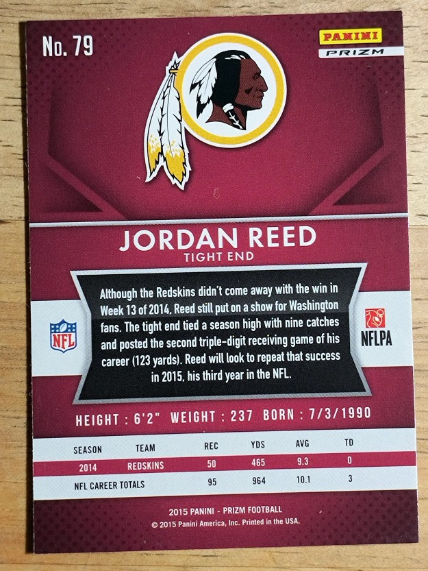 2015 Panini Prizm Prizms Red White and Blue #79 Jordan Reed