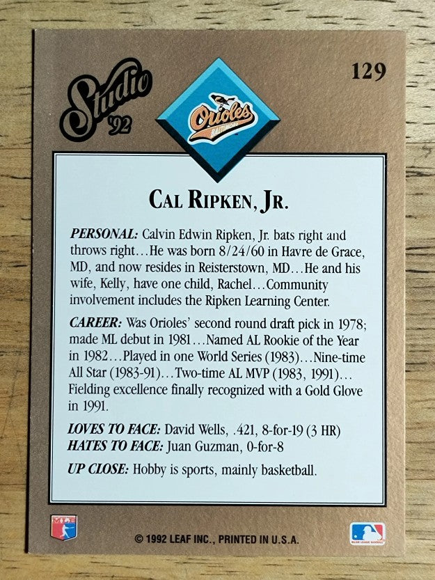 1992 Studio #129 Cal Ripken