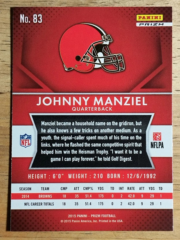 2015 Panini Prizm Prizms Red White and Blue #83 Johnny Manziel