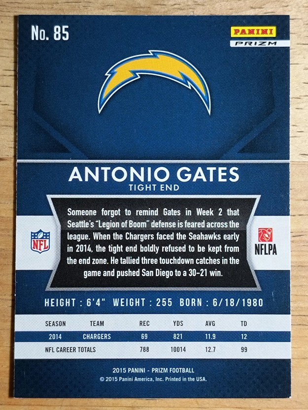 2015 Panini Prizm Prizms Red White and Blue #85 Antonio Gates