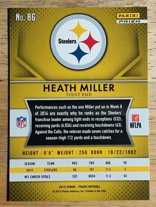 2015 Panini Prizm Prizms Red White and Blue #86 Heath Miller