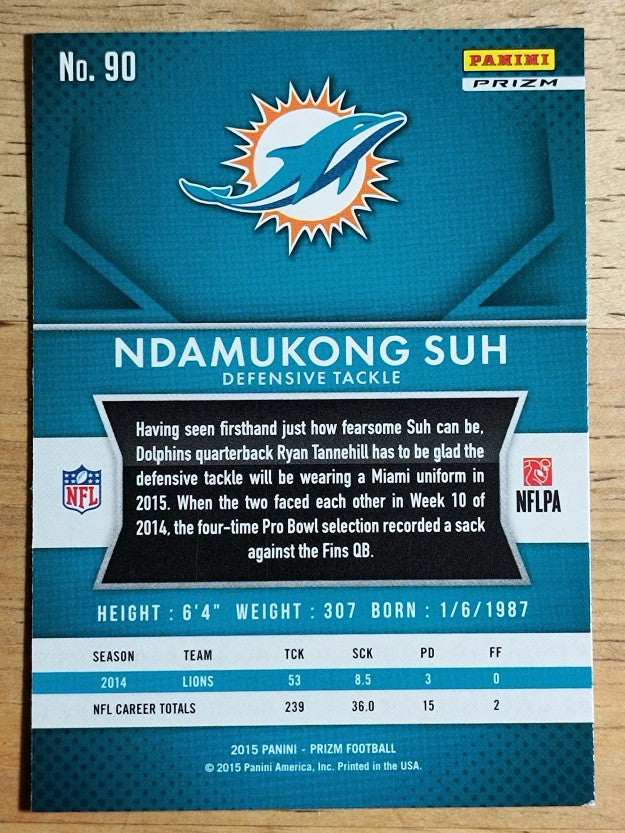 2015 Panini Prizm Prizms Red White and Blue #90 Ndamukong Suh