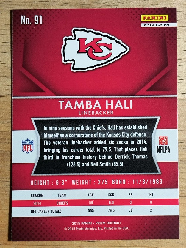 2015 Panini Prizm Prizms Red White and Blue #91 Tamba Hali