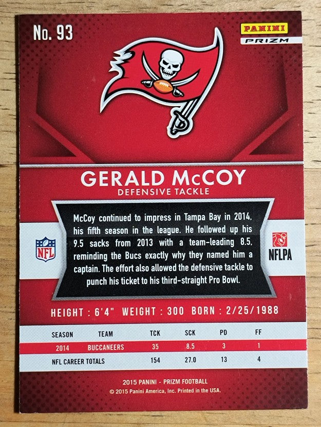 2015 Panini Prizm Prizms Red White and Blue #93 Gerald McCoy