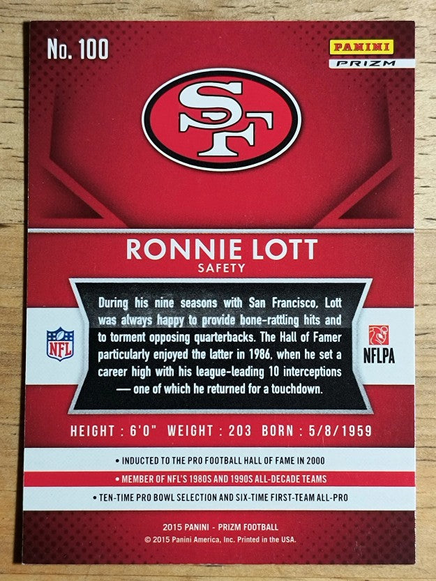 2015 Panini Prizm Prizms Red White and Blue #100 Ronnie Lott